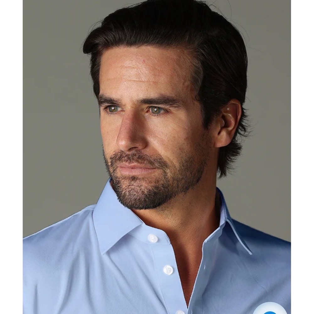 Collars & Co Mens Dress Collar Polo Size Large Light Blue Short Sleeve NWT - Picture 2 of 10